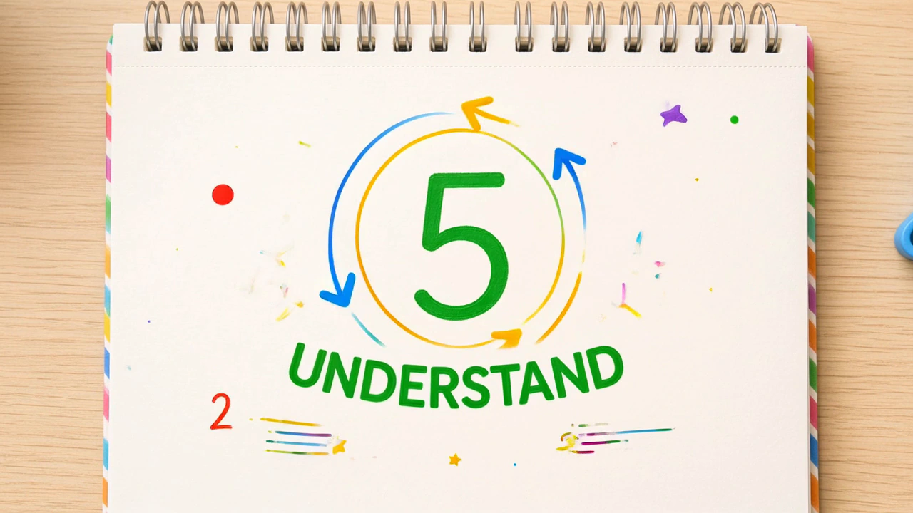 Frame from Learning in Motion showing a numbered educational idea in a notebook-style composition.